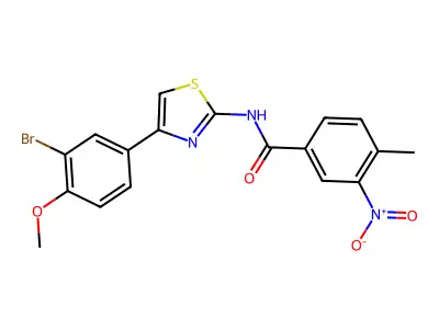 N-[4-(3-bromo-4-methoxyphenyl)-1,3-thiazol-2-yl]-4-methyl-3-nitrobenzamide structure