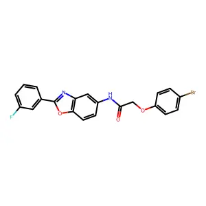2-(4-bromophenoxy)-N-[2-(3-fluorophenyl)-1,3-benzoxazol-5-yl]acetamide structure