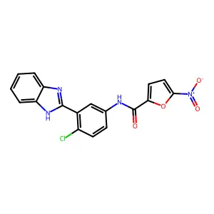 N-[3-(1H-benzimidazol-2-yl)-4-chlorophenyl]-5-nitrofuran-2-carboxamide structure