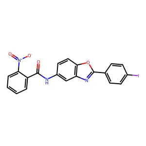 N-[2-(4-iodophenyl)-1,3-benzoxazol-5-yl]-2-nitrobenzamide structure
