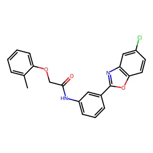 N-[3-(5-chloro-1,3-benzoxazol-2-yl)phenyl]-2-(2-methylphenoxy)acetamide structure