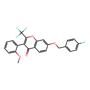 7-[(4-Fluorophenyl)methoxy]-3-(2-methoxyphenyl)-2-(trifluoromethyl)chromen-4-one structure