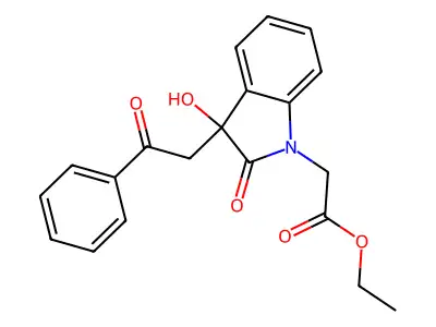 ethyl [3-hydroxy-2-oxo-3-(2-oxo-2-phenylethyl)-2,3-dihydro-1H-indol-1-yl]acetate structure