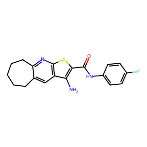 3-amino-N-(4-fluorophenyl)-6,7,8,9-tetrahydro-5H-cyclohepta[b]thieno[3,2-e]pyridine-2-carboxamide structure