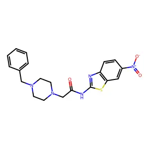 2-(4-benzylpiperazin-1-yl)-N-(6-nitro-1,3-benzothiazol-2-yl)acetamide structure