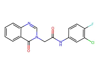 N-(3-chloro-4-fluorophenyl)-2-(4-oxoquinazolin-3-yl)acetamide structure