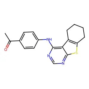 1-[4-(5,6,7,8-tetrahydro-[1]benzothiolo[2,3-d]pyrimidin-4-ylamino)phenyl]ethanone structure