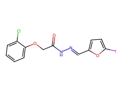 2-(2-chlorophenoxy)-N-[(E)-(5-iodofuran-2-yl)methylideneamino]acetamide structure