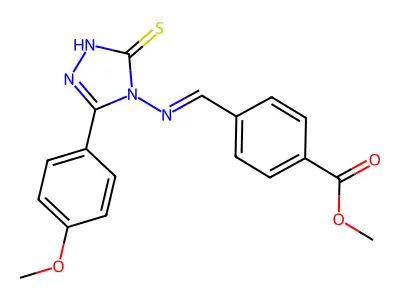 methyl 4-[(E)-[3-(4-methoxyphenyl)-5-sulfanylidene-1H-1,2,4-triazol-4-yl]iminomethyl]benzoate structure