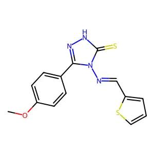 3-(4-methoxyphenyl)-4-(thiophen-2-ylmethylideneamino)-1H-1,2,4-triazole-5-thione structure