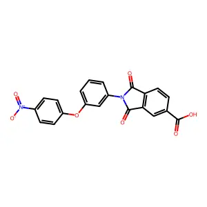 2-(3-(4-Nitrophenoxy)phenyl)-1,3-dioxoisoindoline-5-carboxylic acid structure