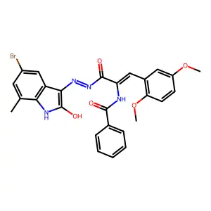 2-(Benzoylamino)-3-(2,5-dimethoxyphenyl)-2-propenoic acid 2-(5-bromo-1,2-dihydro-7-methyl-2-oxo-3H-indol-3-ylidene)hydrazide structure