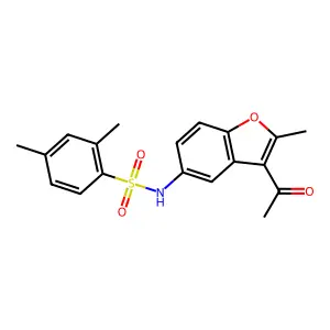 N-(3-acetyl-2-methyl-1-benzofuran-5-yl)-2,4-dimethylbenzenesulfonamide structure