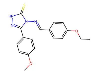4-[(E)-(4-ethoxyphenyl)methylideneamino]-3-(4-methoxyphenyl)-1H-1,2,4-triazole-5-thione structure