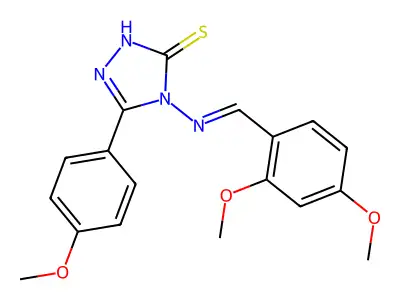 4-[(E)-(2,4-dimethoxyphenyl)methylideneamino]-3-(4-methoxyphenyl)-1H-1,2,4-triazole-5-thione structure