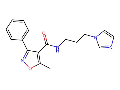 N-[3-(1H-imidazol-1-yl)propyl]-5-methyl-3-phenylisoxazole-4-carboxamide structure