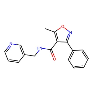 5-methyl-3-phenyl-N-(pyridin-3-ylmethyl)-1,2-oxazole-4-carboxamide structure