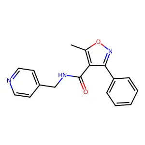 5-methyl-3-phenyl-N-(pyridin-4-ylmethyl)-1,2-oxazole-4-carboxamide structure