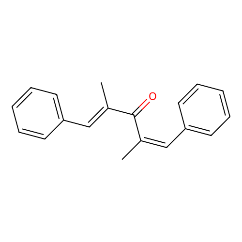 2,4-dimethyl-1,5-diphenylpenta-1,4-dien-3-one structure