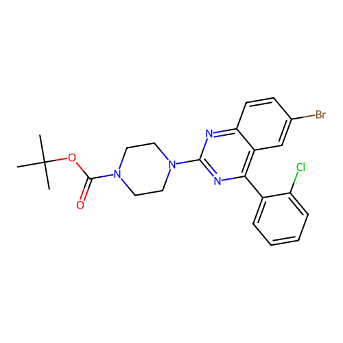 Tert-butyl 4-[6-bromo-4-(2-chlorophenyl)quinazolin-2-yl]piperazine-1-carboxylate structure