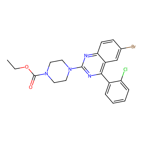 Ethyl 4-[6-bromo-4-(2-chlorophenyl)quinazolin-2-yl]piperazine-1-carboxylate structure