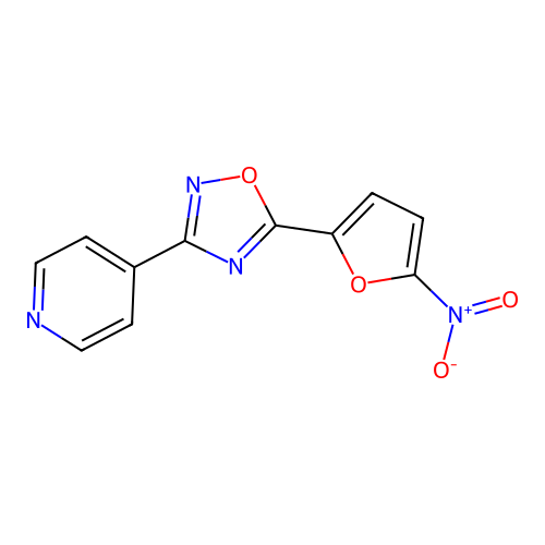 4-{5-(5-Nitrofuran-2-yl)[1,2,4]oxadiazol-3-yl}pyridine structure