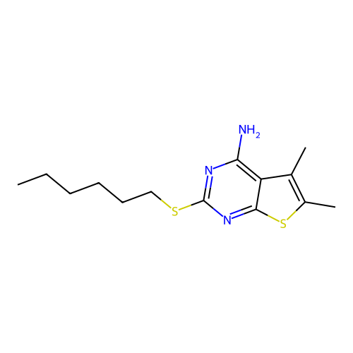 2-(Hexylsulfanyl)-5,6-dimethylthieno[2,3-d]pyrimidin-4-amine structure