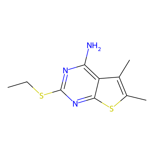 2-(Ethylsulfanyl)-5,6-dimethylthieno[2,3-d]pyrimidin-4-amine structure