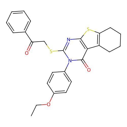 3-(4-ethoxyphenyl)-2-[(2-oxo-2-phenylethyl)sulfanyl]-5,6,7,8-tetrahydro[1]benzothieno[2,3-d]pyrimidin-4(3H)-one structure