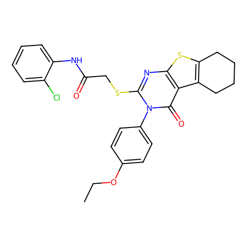 N-(2-chlorophenyl)-2-{[3-(4-ethoxyphenyl)-4-oxo-3,4,5,6,7,8-hexahydro[1]benzothieno[2,3-d]pyrimidin-2-yl]sulfanyl}acetamide structure