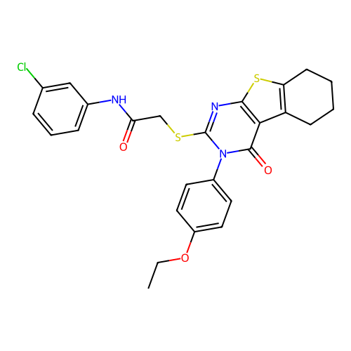 N-(3-chlorophenyl)-2-{[3-(4-ethoxyphenyl)-4-oxo-3,4,5,6,7,8-hexahydro[1]benzothieno[2,3-d]pyrimidin-2-yl]sulfanyl}acetamide structure
