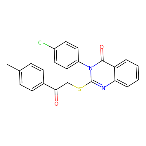 3-(4-chlorophenyl)-2-((2-oxo-2-(p-tolyl)ethyl)thio)quinazolin-4(3H)-one structure