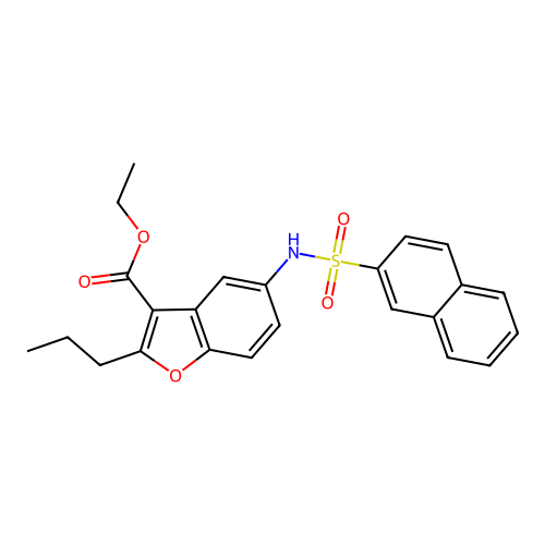 Ethyl 5-[(2-naphthylsulfonyl)amino]-2-propyl-1-benzofuran-3-carboxylate structure