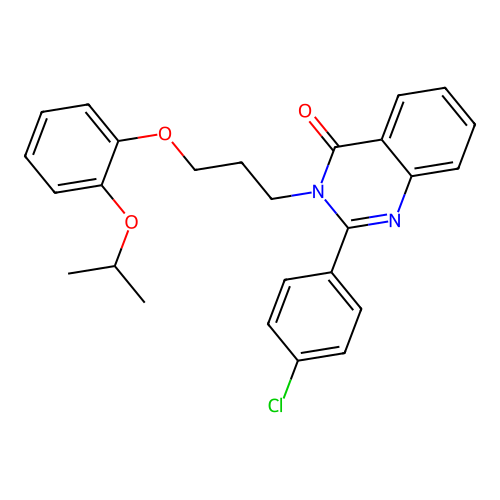 2-(4-chlorophenyl)-3-(3-(2-isopropoxyphenoxy)propyl)quinazolin-4(3H)-one structure