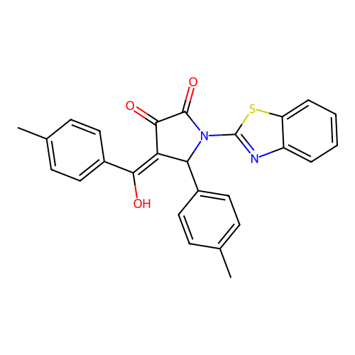 (4E)-1-(1,3-benzothiazol-2-yl)-4-[hydroxy-(4-methylphenyl)methylidene]-5-(4-methylphenyl)pyrrolidine-2,3-dione structure