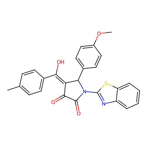(4E)-1-(1,3-benzothiazol-2-yl)-4-[hydroxy-(4-methylphenyl)methylidene]-5-(4-methoxyphenyl)pyrrolidine-2,3-dione structure