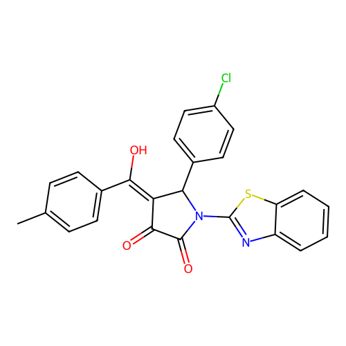 (4E)-1-(1,3-benzothiazol-2-yl)-5-(4-chlorophenyl)-4-[hydroxy-(4-methylphenyl)methylidene]pyrrolidine-2,3-dione structure