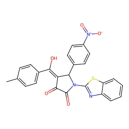 (4E)-1-(1,3-benzothiazol-2-yl)-4-[hydroxy-(4-methylphenyl)methylidene]-5-(4-nitrophenyl)pyrrolidine-2,3-dione structure