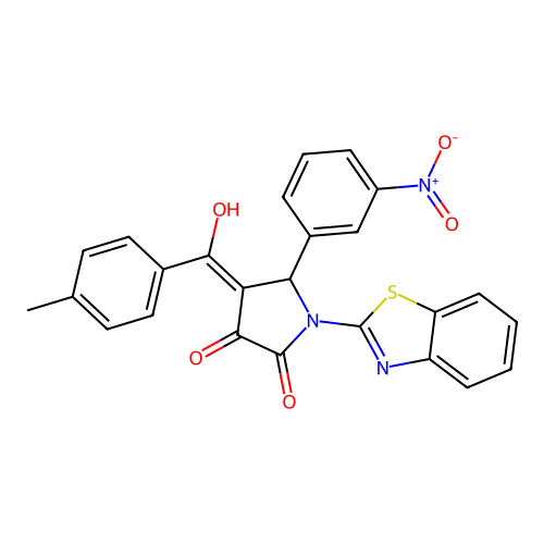 (4E)-1-(1,3-benzothiazol-2-yl)-4-[hydroxy-(4-methylphenyl)methylidene]-5-(3-nitrophenyl)pyrrolidine-2,3-dione structure