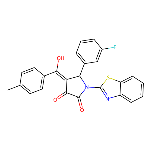 (4E)-1-(1,3-benzothiazol-2-yl)-5-(3-fluorophenyl)-4-[hydroxy-(4-methylphenyl)methylidene]pyrrolidine-2,3-dione structure