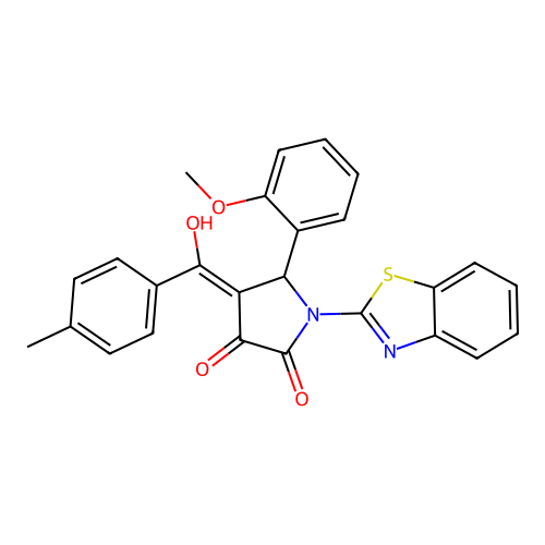 (4E)-1-(1,3-benzothiazol-2-yl)-4-[hydroxy-(4-methylphenyl)methylidene]-5-(2-methoxyphenyl)pyrrolidine-2,3-dione structure