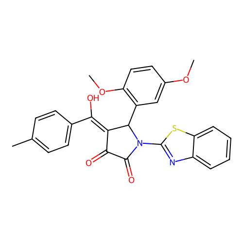 (4E)-1-(1,3-benzothiazol-2-yl)-5-(2,5-dimethoxyphenyl)-4-[hydroxy-(4-methylphenyl)methylidene]pyrrolidine-2,3-dione structure