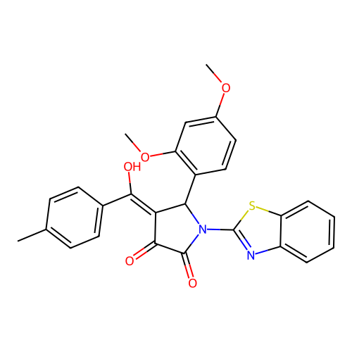 (4E)-1-(1,3-benzothiazol-2-yl)-5-(2,4-dimethoxyphenyl)-4-[hydroxy-(4-methylphenyl)methylidene]pyrrolidine-2,3-dione structure