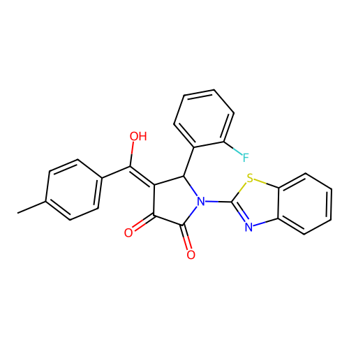 (4E)-1-(1,3-benzothiazol-2-yl)-5-(2-fluorophenyl)-4-[hydroxy-(4-methylphenyl)methylidene]pyrrolidine-2,3-dione structure