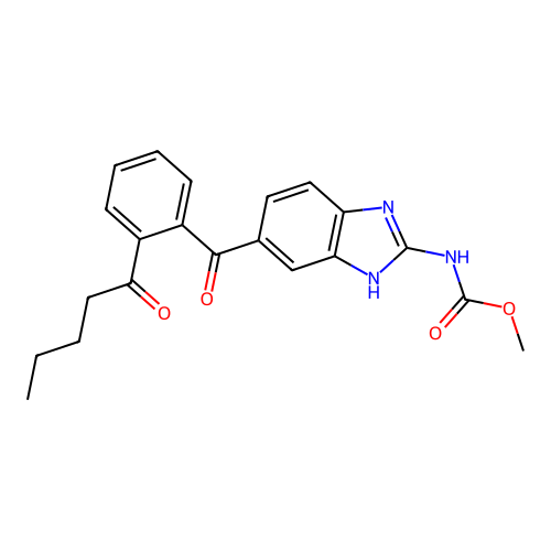 methyl {6-[(2-pentanoylphenyl)carbonyl]-1H-benzimidazol-2-yl}carbamate structure