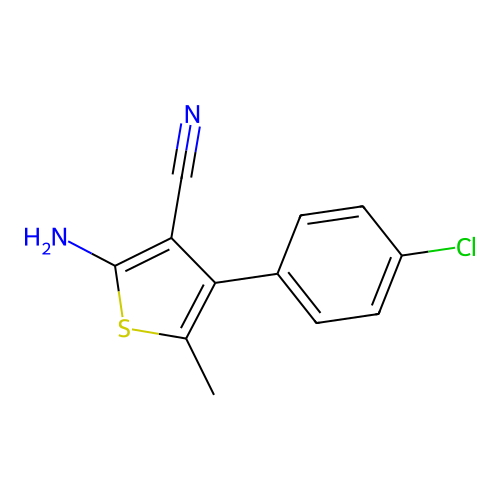 2-Amino-4-[4-chlorophenyl]-3-cyano-5-methylthiophene structure
