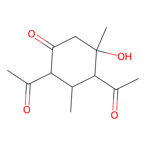 2,4-Diacetyl-5-hydroxy-3,5-dimethylcyclohexanone structure