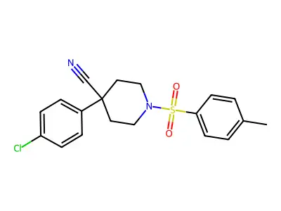4-(4-Chlorophenyl)-1-(p-tolylsulphonyl)piperidine-4-carbonitrile structure