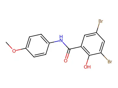 3,5-dibromo-2-hydroxy-N-(4-methoxyphenyl)benzamide structure