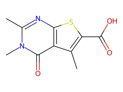 2,3,5-Trimethyl-4-oxo-3,4-dihydrothieno[2,3-d]pyrimidine-6-carboxylic acid structure